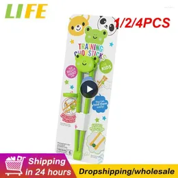 Chopsticks 1/2/4PCS Stainless Steel For Kids Cartoon Learning Chop Sticks Reusable Training Cute Children Tableware