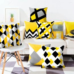 Pillow Frigg Yellow Black Geometric Pattern Square Cushion Cover Case Polyester Throw Pillows Cushions For Home Decor 45x45cm