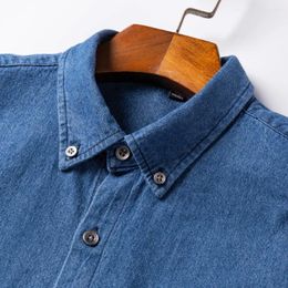 Men's Casual Shirts Man Cotton Western Denim Pocket Shirt Long Sleeve Standard-fit Comfort Durability Soft Washed Work