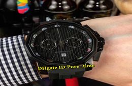 Luxury New Big Size 48mm Admiral039s Cup ACOne A11602597 Black Dial Quartz Chronograh Mens Watch PVD Black Steel Case Rubber 3390696