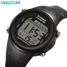 Wristwatches Men's Digital Sports Watch 50M Waterproof SYNOKE Brand Rubber Case Strap Military With LED Back Light For Men