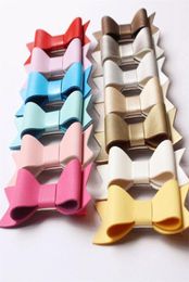 Without clips New 13 Colours PU Leather Barrettes SyntheticLeather Bowknots Baby Girls Felt Bowknot Baby Hairpins 50pcslo8954014