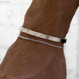 Chain 3mm Stainless Steel Cuban Chain Bracelet Mens Street Hip Hop Jewelry Accessories Adjustable Open Bracelet d240419