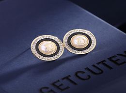 South Korea Dongdaemun Simple Pearl Stud Earrings Fashion All-Match LetterRhinestone Geometric 925 Silver Pin Earrings Ear Rings6249208