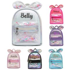 Backpacks Personalized Embroidered Backpack with Decorative Bow and Confetti Girl Sequin Cute Princess Bow Backpack Custom Sequin Backpack