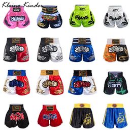 Muay Thai Shorts Men Women Kids Embroidery Kickboxing Sports Satin Crossfit Sanda Grappling Boxing Training MMA Pants 240408