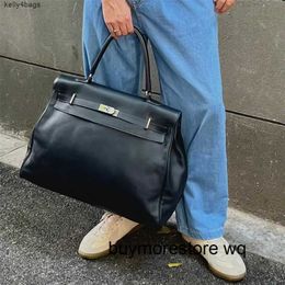 10A Calfskin 50cm Shoulder Bag Handmade Totes Designer 40 Bags Leather Travel Luggage Black Silver Capacity Womens qq