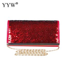 Bags Sequined Envelope Bags For Women Evening Party Gold Chain Crossbod Bags 2019 Fashion Long Clutch Wallets Red Color Wedding Purse