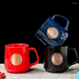 Mugs Bronze Lettering Ceramic Mug Coffee Cup Nordic Water With Lid Spoon Custom Logo