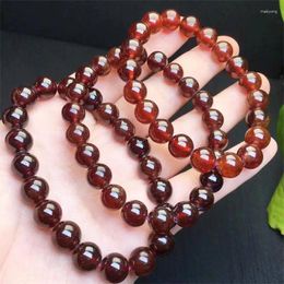 Link Bracelets 10mm Natural Orange Red Garnet Bracelet Fashion Crystal Quartz Gemstone Jewelry Reiki Healing Gift For Women 1pcs