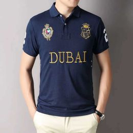 Men's T-Shirts Summer 100% pure cotton mens polo shirt high-quality short sleeved letter embroidery casual mens T-shirt fashionable party mens T-shirt J240419