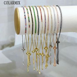 Link Bracelets 6 Pieces Slim Colours Zircon Tennis Zirconia Crystal Women Bracelet Summer Jewellery Accessories 40083