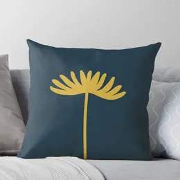 Pillow Tall Flower Minimalist Floral In Light Mustard Yellow And Dark Blue Throw Pillowcases Decorative Cover For Living Room