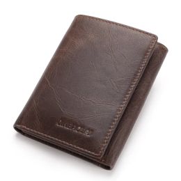 Wallets Jinbaolai Brand Vintage Men's Genuine leather wallet small man purse card holder money bag for male