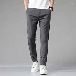 Men's Pants Men Summer Business Stretch Slim Fit Elastic Waist Casual Thin Jogger Korean Classic Blue Black Gray Brand Trousers Male