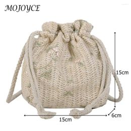 Bag Ladies Small Lace Handbags Women Straw Woven Flower Embroidery Shoulder Crossbody Bags Messenger Knitting