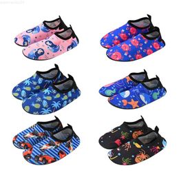 Slipper Children Beach Shoes Cute Cartoon Fish Print Soft Anti-slip Snorkelling Swim Shoes Kids Home Barefoot Kids Slippers 3-9YL2404