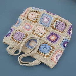 Creative Handmade Woven Three-dimensional hand made upscale Women's Bag, Square Shoulder BagSweet internet celebrity style handmade rare beach bag