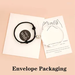Charm Bracelets 1Set Heart Stainless Steel Couple Friendship Rope Magnetic Bangle Lover Women Men Wish Jewellery Envelope Packing