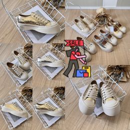 2024 Casual Shoes Designer Shoes Womens Platform Vintage Trainers Sneakers Gold Silver lace up Velcro size 36-40 Classic Comfortable GAI White