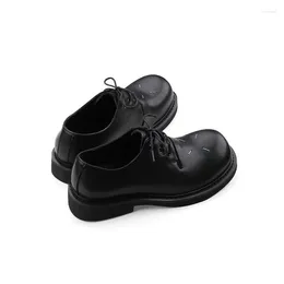 Casual Shoes Male Leather Men 2024 Chunky Platform Retro Work Spring Autumn Derby Low Top Man Flats B143