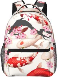 Backpacks Koi Fish And Sakura Pattern Stylish Casual Backpack Purse Backpacks With Multiple Pockets Computer Daypack For Work Business