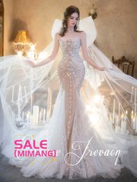 Designer French fishtail light wedding dress high-end sexy suspender dinner dress 2024 new brides wedding dress