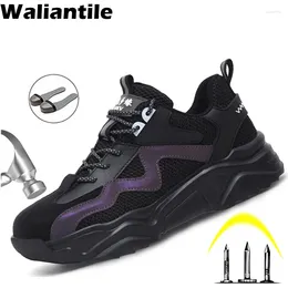 Boots Waliantile Safety Shoes For Men Breathable Protective Working Comfort Anti-smashing Steel Toe Indestructible Sneakers Male