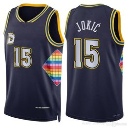 Nikola Jamal Murray Jokic Nugget Basketball Jersey Denvers Retro Carmelo 15 Anthony Dikembe 55 Mutombo Jersey City Men Edition Black White T-Shirt 9966