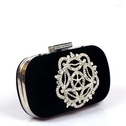 Evening Bags Diamonds Velvet Women Bag Day Clutches Small Purse Crystal Black/red Candy Colour Tote