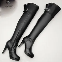 Boots Sgesvier 2024 Black High Heels Over The Knee Women Platform Thigh Autumn Winter Long Shoes Sexy White