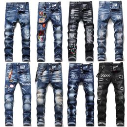 Jeans mens designer jeans skinny jeans men pants button fly cotton Hip Hop Men Jeans Distressed Ripped jeans for mens slim fit white designer pant black high end pant 28