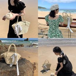 Grass Evening Beach Bags Bag Handmade Woven Female Summer Internet Celebrity Vacation One Shoulder Handbag