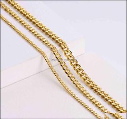 Pendant Necklaces Hip Hop Womens Men Necklac Cadenas Cubanas 18K Gold Plated Thick Cuban Link Chain Stainls Steel Drop Delivery2605809