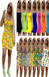 Summer Women Cartoon Print Dresses Plus Size Sexy Mini Skirts Sleeveless Bodycon Dress Fashion High Quality Skinny Clubwear Casual7756540