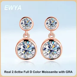 Dangle Earrings EWYA Bezel Full 2.6cttw D Color Moissanite Drop For Women S925 Silver Plated 18K Rose Gold Bubble Diamond Stud Earring