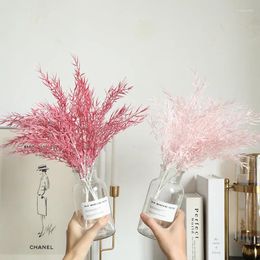 Decorative Flowers Grass Decor White Pink Colour Wedding Natural Plants Dried Bouquet Fluffy Home #1023