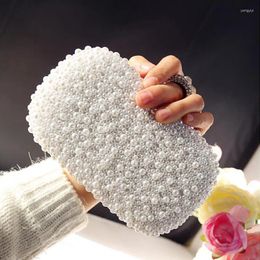 Evening Bags Clutch Beaded Wedding Bridal Hollow Fashion Women Pearl Diamonds Handbags Shell Design For Party Diner Purse