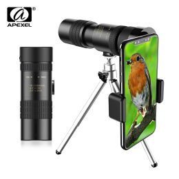 Telescopes APEXEL HD 10300X40 Zoom Telephoto lens Monocular Long Range Powerful Foldable Telescope for all Smartphones Hunting Camping