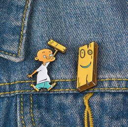 Jonny and Plank Enamel brooches Pins Anime EEnE badge brooch Lapel pin Denim Shirt Collar Childhood Cartoon Jewellery Gift for frien3292777