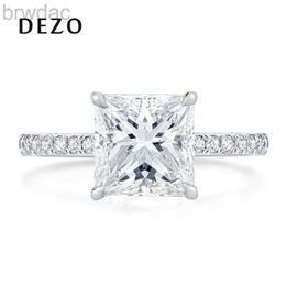 Solitaire Ring DEZO Solid 925 Sterling Silver Moissanite Solitaire Engagement Rings Princess Cut 3ct D Colour Luxury Wedding Women Jewellery d240419