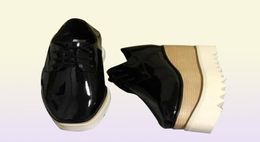 new whole Stella Mcartney Elyse Star Platform Oxford women Shoes with Platform Black Leather White Sole6795428