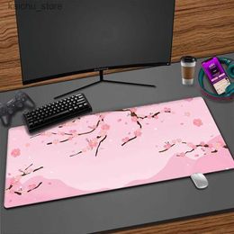 Mouse Pads Wrist Rests Pink Cherry Blossoms Mousepad XXL Computer 300x800 Large Pc Mouse Pad Art Sakura Keyboard Mause Rug Office Accessories Desk Mat Y240419