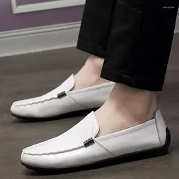 Casual Shoes Luxurious Men Men's Genuine Leather Flat Breathable Office Loafers Fashion Peas Driving