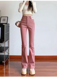 Women's Jeans Spring Autumn Fashion Casual Cotton Plus Size Brand Female Women Girls Pink Flare Stretch