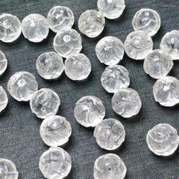 Link Bracelets 5PCS Natural Clear Quartz Lotus Bead Carving Healing Reiki With Hole Fashion Jewellery For Friends Gift 11MM