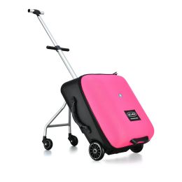 Luggage Children Pink Luggage can sit on Boarding Cabin Bag Universal Wheel Trolley Travel Case Lazy Walk ride with Baby Suitcase
