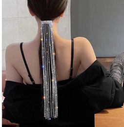 Hair Clips Shine Full Rhinestone Hairpin Woman Long Tassel Crystal Hair Accessories Wedding Banquet Jewellery headdress Ponytail hol9913834