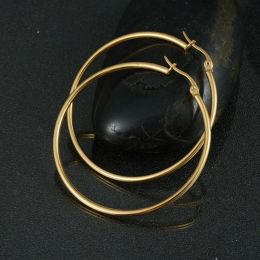 Stud 18K Gold Silver Stainless Steel Hoop Earrings for Women Hip Hop Dangle Large Circle Earring Big Female Ear Jewellery Diameter 1cm 3c