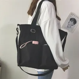 Drawstring Female Bag Shoppers Simple Fashion Zipper Handbags Shoulder Waterproof Large Capacity Tote Bags Women's Brand Crossbody